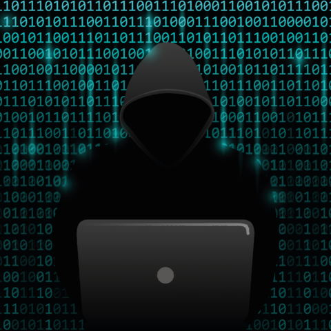 hacker an blue matrix binary code web background cyber crime